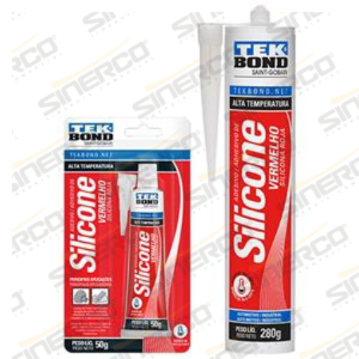 Imagen de SILICONA ACETICA ALTA TEMPERATURA TEKBOND 50G BLISTER ROJO