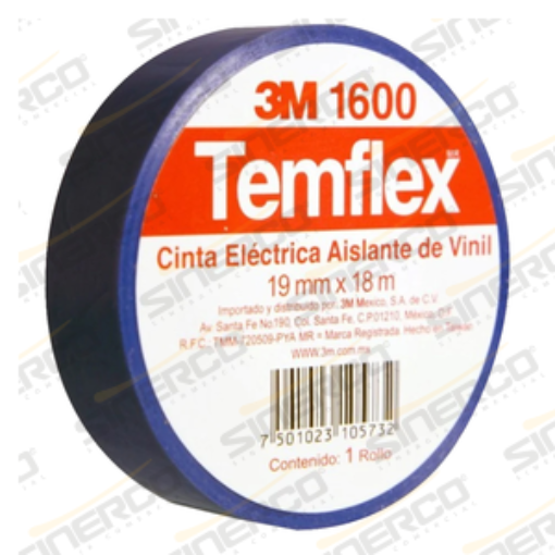 Imagen de TEMFLEX 1600 CINTA ELECTRICA 0.019 X 18 M AZUL