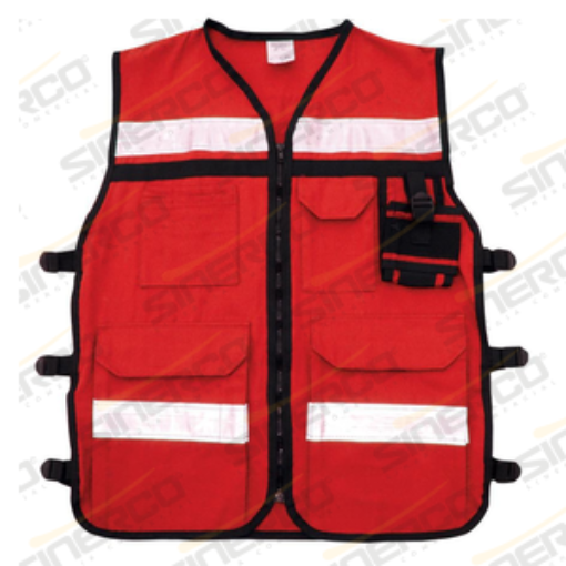 Imagen de CHALECO RESCATISTA ROJO EXTRA GRANDE COSTADO AJUST